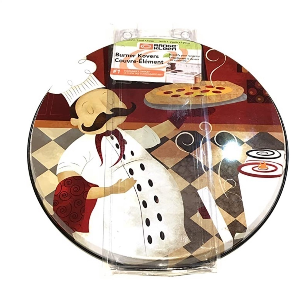 Range Kleen Range Burner Covers Chef Decor Set of 4
